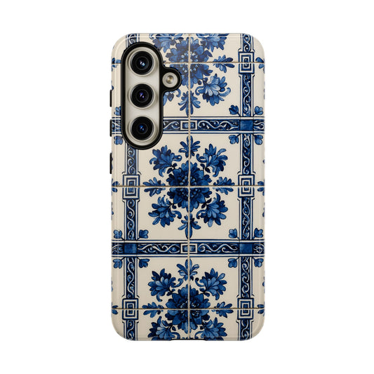 Cobalt Blue Azulejo Tile Phone Case - Vintage Floral Motif