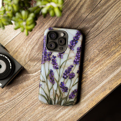 Floral Phone Case With Lavender in Stained Glass Motif