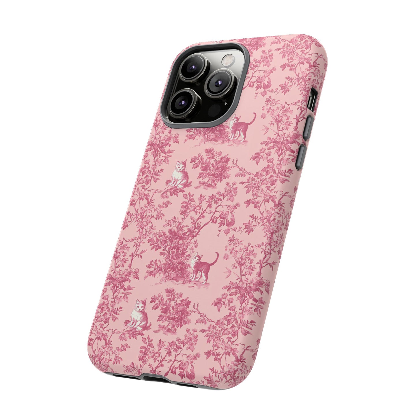 Tough Phone Cases - Cats in Pink Toile De Joyu Motif