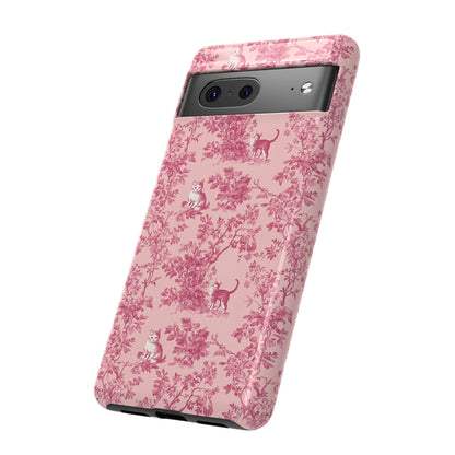 Tough Phone Cases - Cats in Pink Toile De Joyu Motif