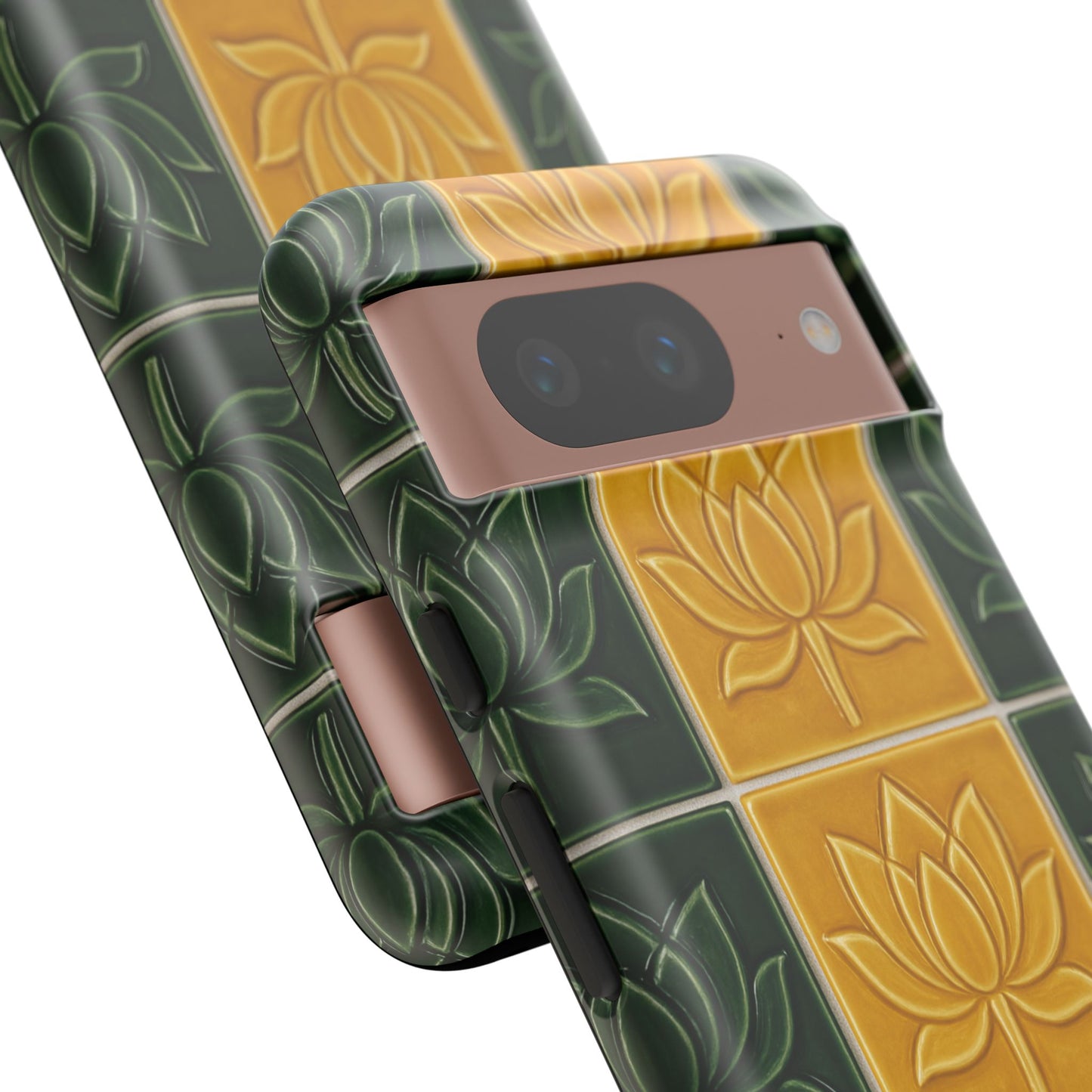 Tough Phone Cases - Mustard Yellow & Green Ceramic Tile From Caldas Da Rhaina, Portugal