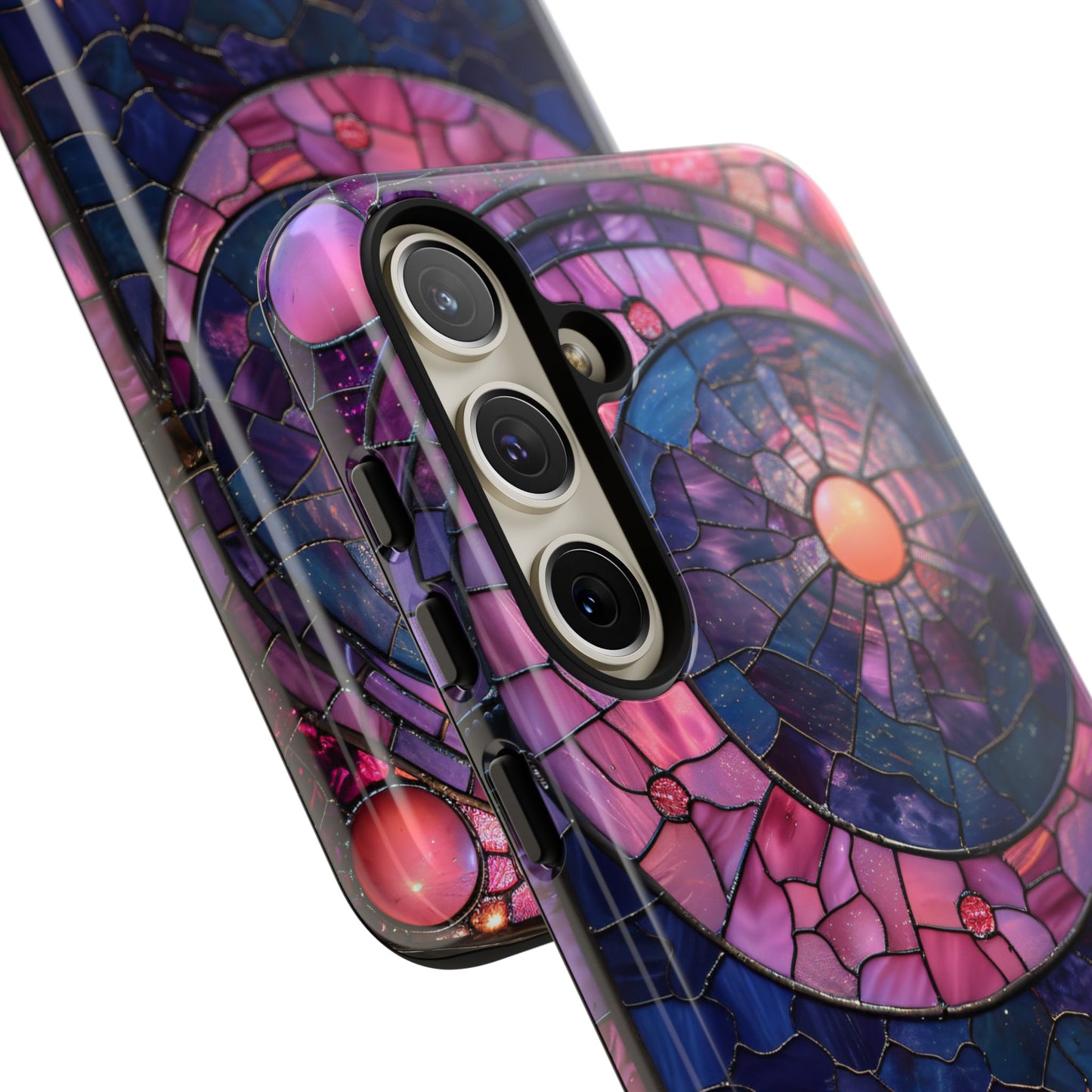 Pink Moon Tough Phone Cases in  Stained Glass Design