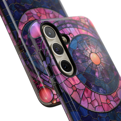 Pink Moon Tough Phone Cases in  Stained Glass Design