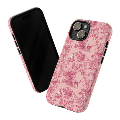 Tough Phone Cases - Cats in Pink Toile De Joyu Motif