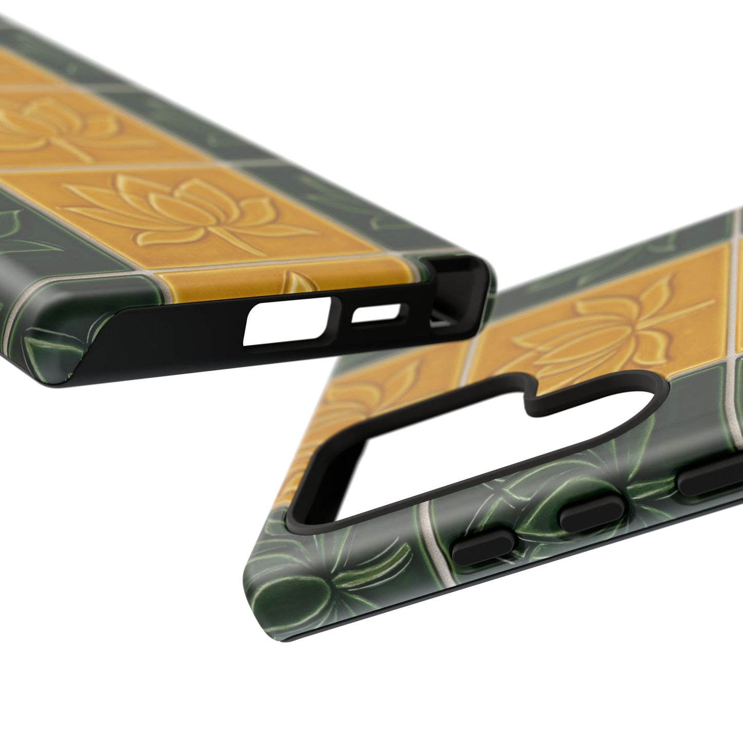 Tough Phone Cases - Mustard Yellow & Green Ceramic Tile From Caldas Da Rhaina, Portugal