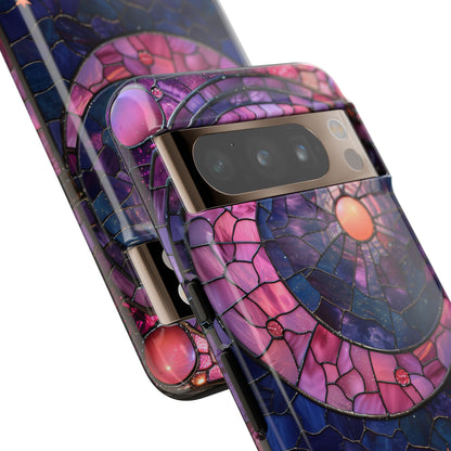 Pink Moon Tough Phone Cases in  Stained Glass Design
