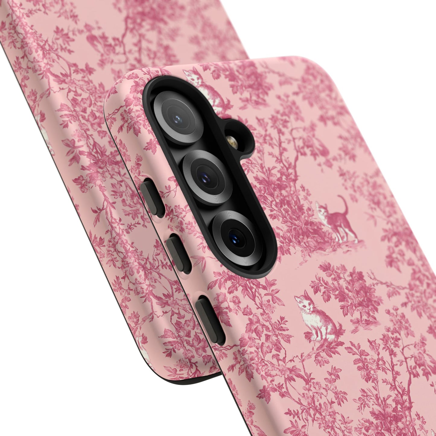 Tough Phone Cases - Cats in Pink Toile De Joyu Motif