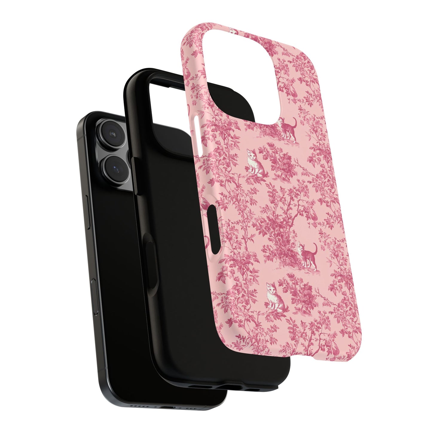 Tough Phone Cases - Cats in Pink Toile De Joyu Motif