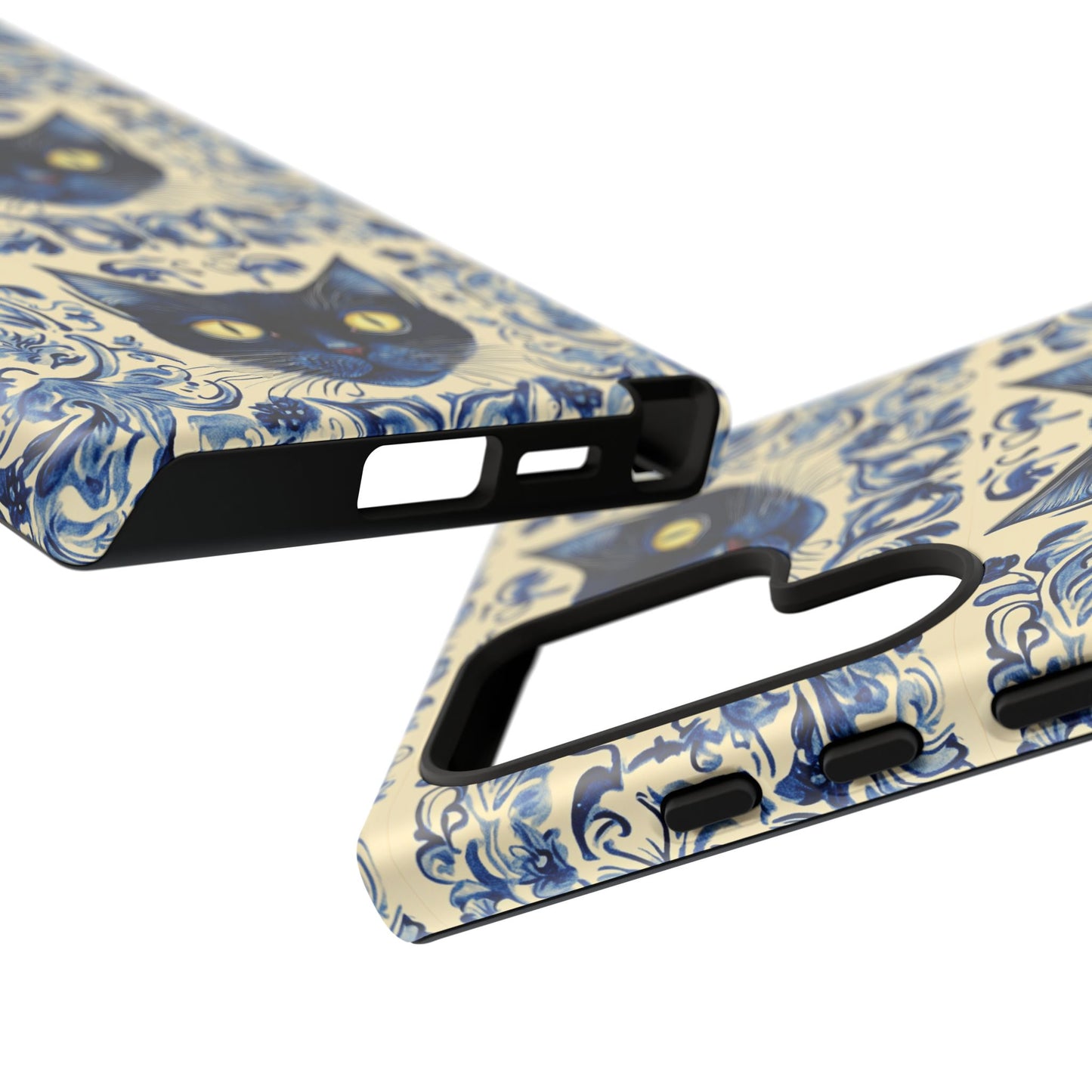 Tough Phone Case - Mediterranean Tile Motif With Blue Cats