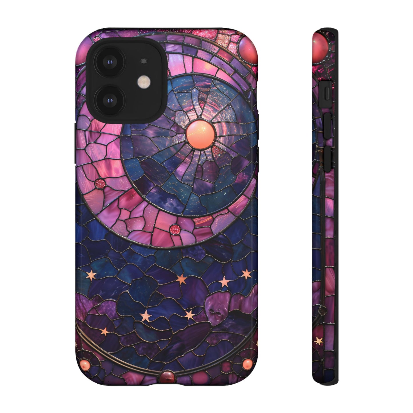 Pink Moon Tough Phone Cases in  Stained Glass Design