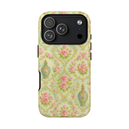 Tough Phone Cases With Perfume in Baroque Floral Aesthetic, Romantic French Pattern