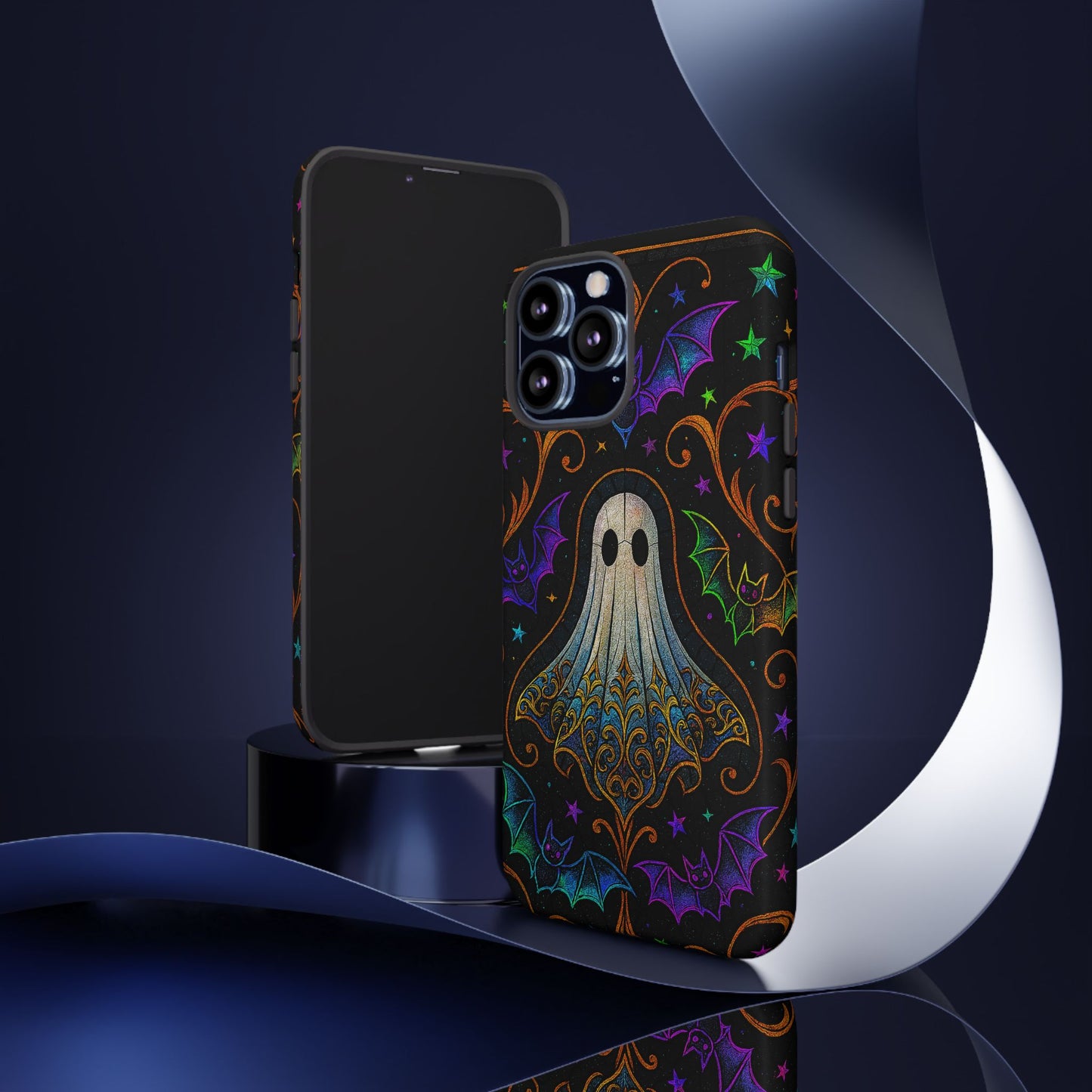Spooky Cute Ghost Phone Cases - Adorable Neon Bats