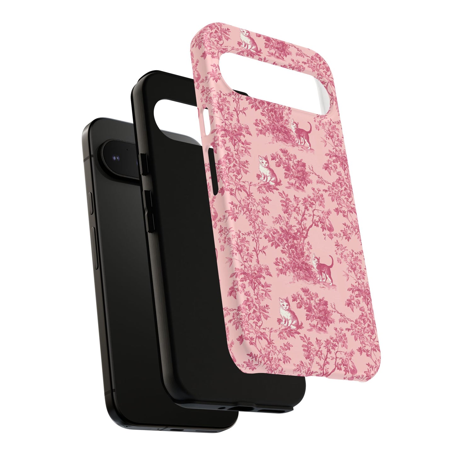 Tough Phone Cases - Cats in Pink Toile De Joyu Motif