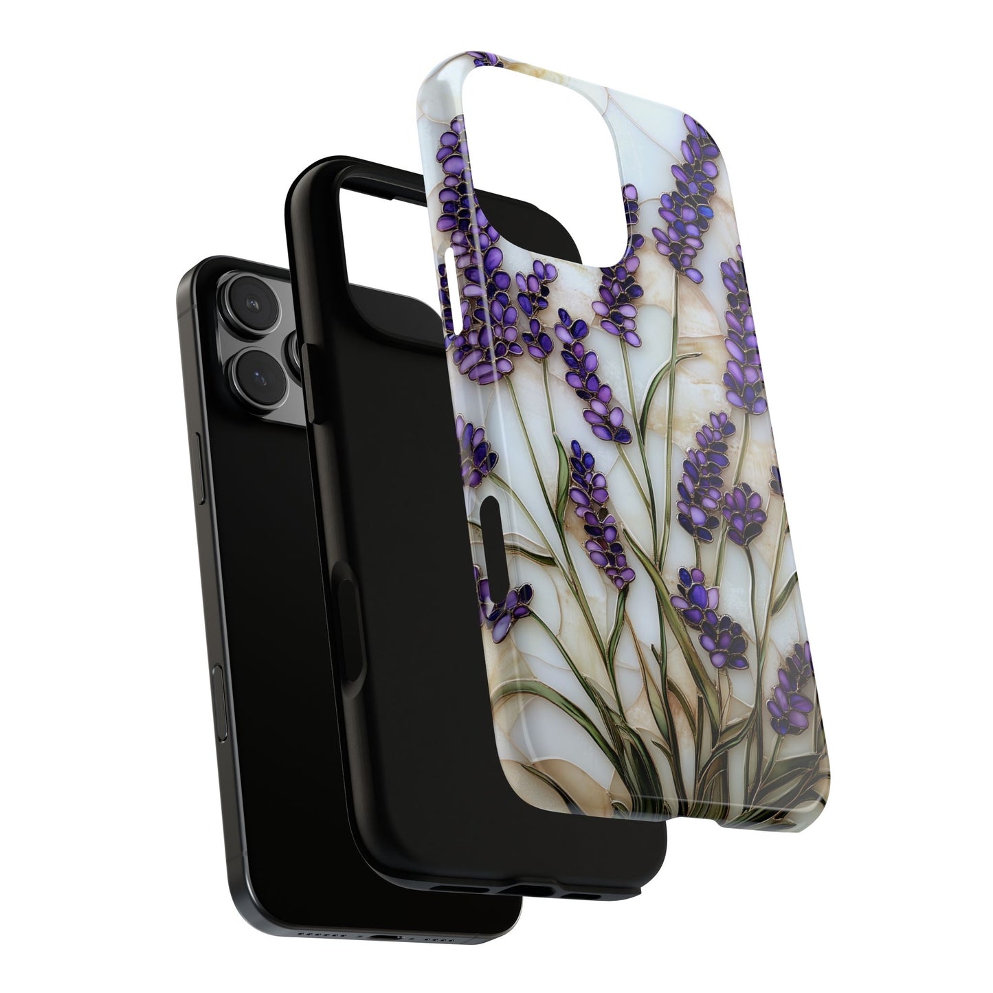 Floral Phone Case With Lavender in Stained Glass Motif