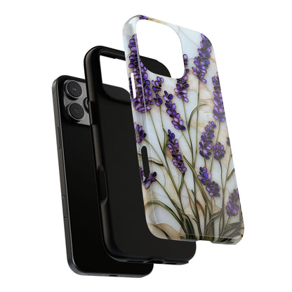 Floral Phone Case With Lavender in Stained Glass Motif