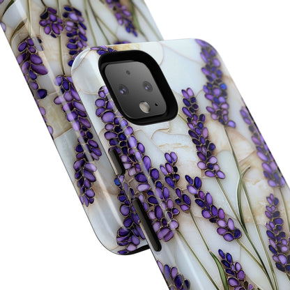 Floral Phone Case With Lavender in Stained Glass Motif