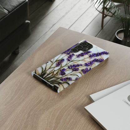 Floral Phone Case With Lavender in Stained Glass Motif