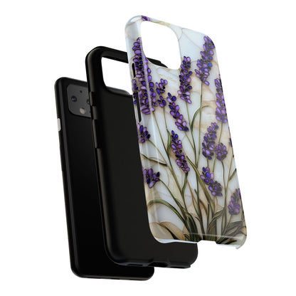 Floral Phone Case With Lavender in Stained Glass Motif