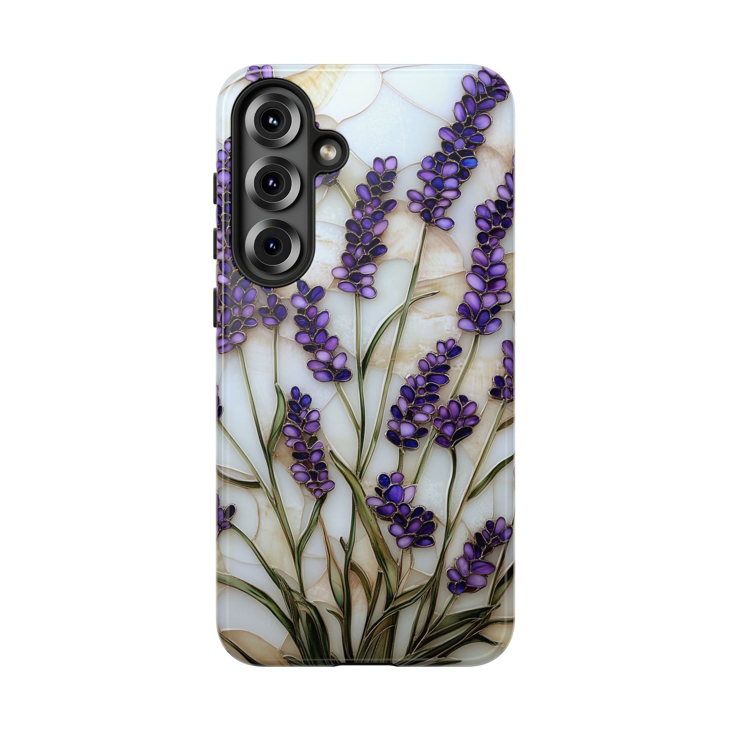 Floral Phone Case With Lavender in Stained Glass Motif