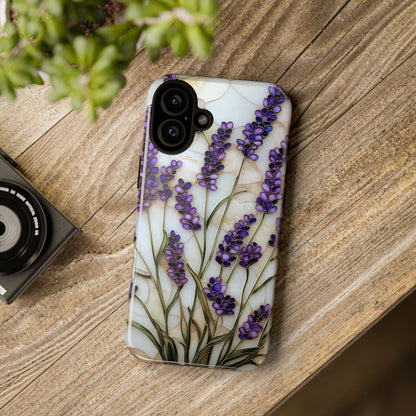 Floral Phone Case With Lavender in Stained Glass Motif