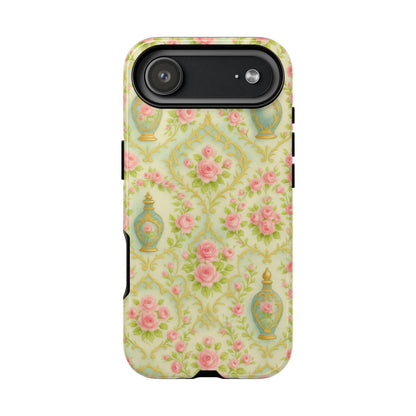 Tough Phone Cases With Perfume in Baroque Floral Aesthetic, Romantic French Pattern
