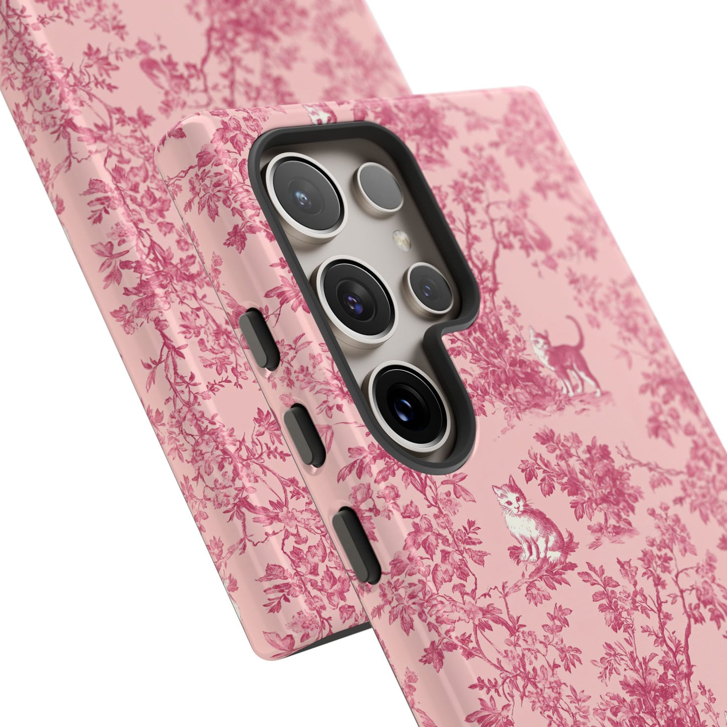 Tough Phone Cases - Cats in Pink Toile De Joyu Motif