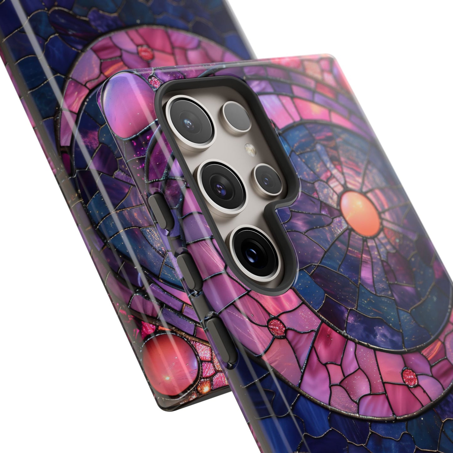 Pink Moon Tough Phone Cases in  Stained Glass Design