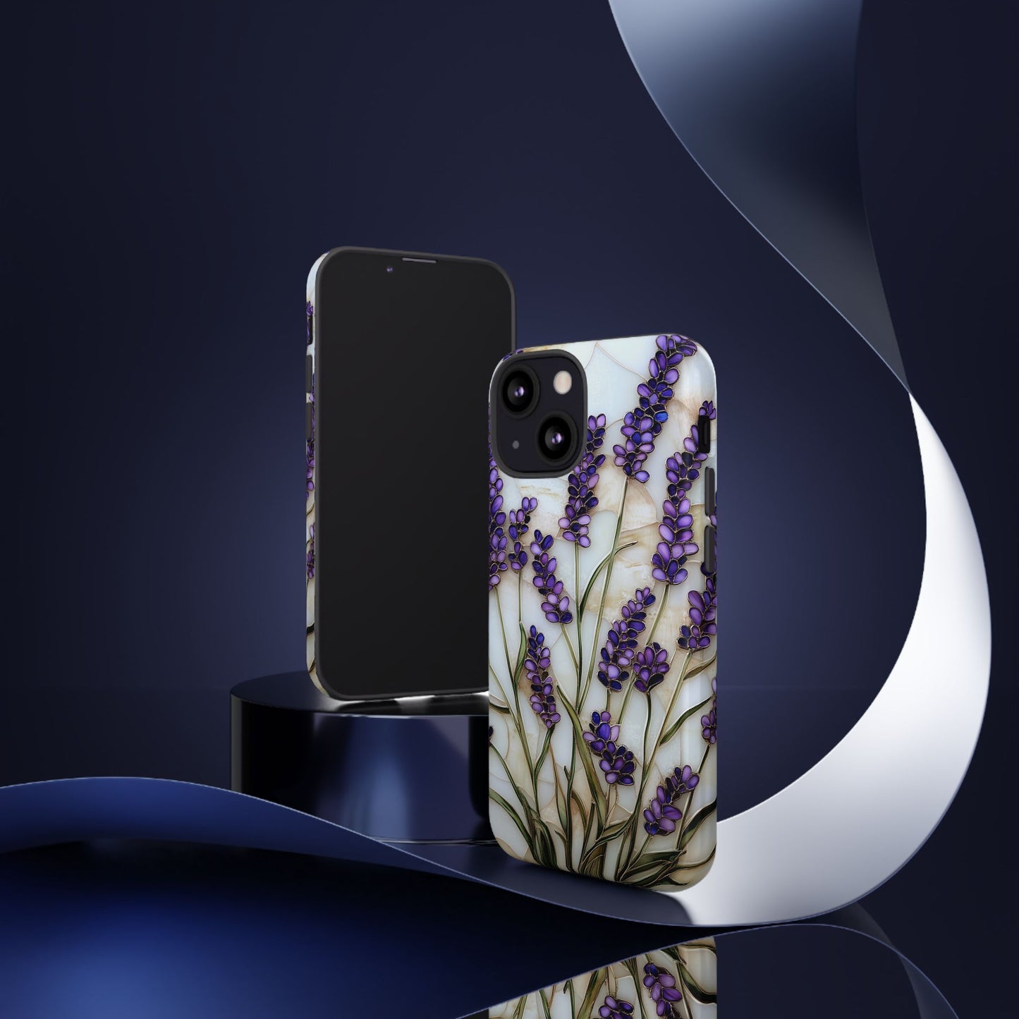 Floral Phone Case With Lavender in Stained Glass Motif