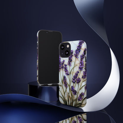 Floral Phone Case With Lavender in Stained Glass Motif