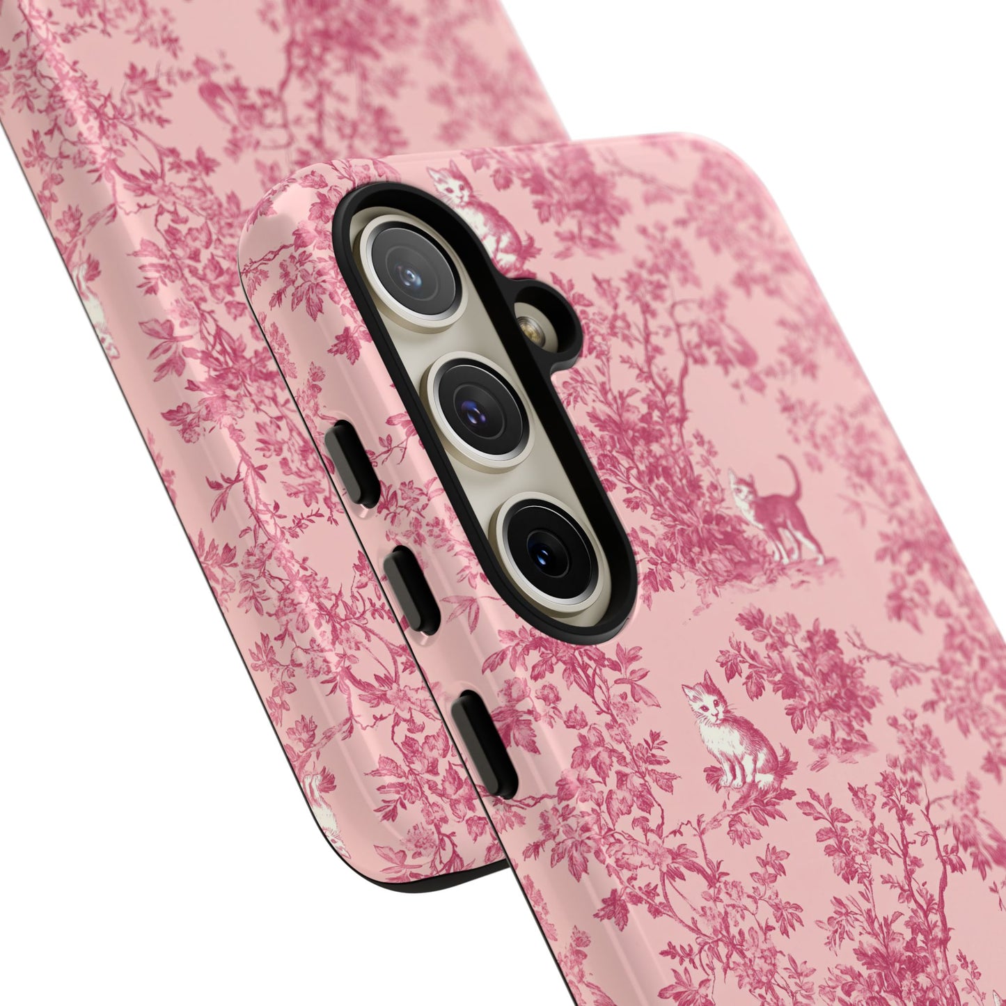 Tough Phone Cases - Cats in Pink Toile De Joyu Motif