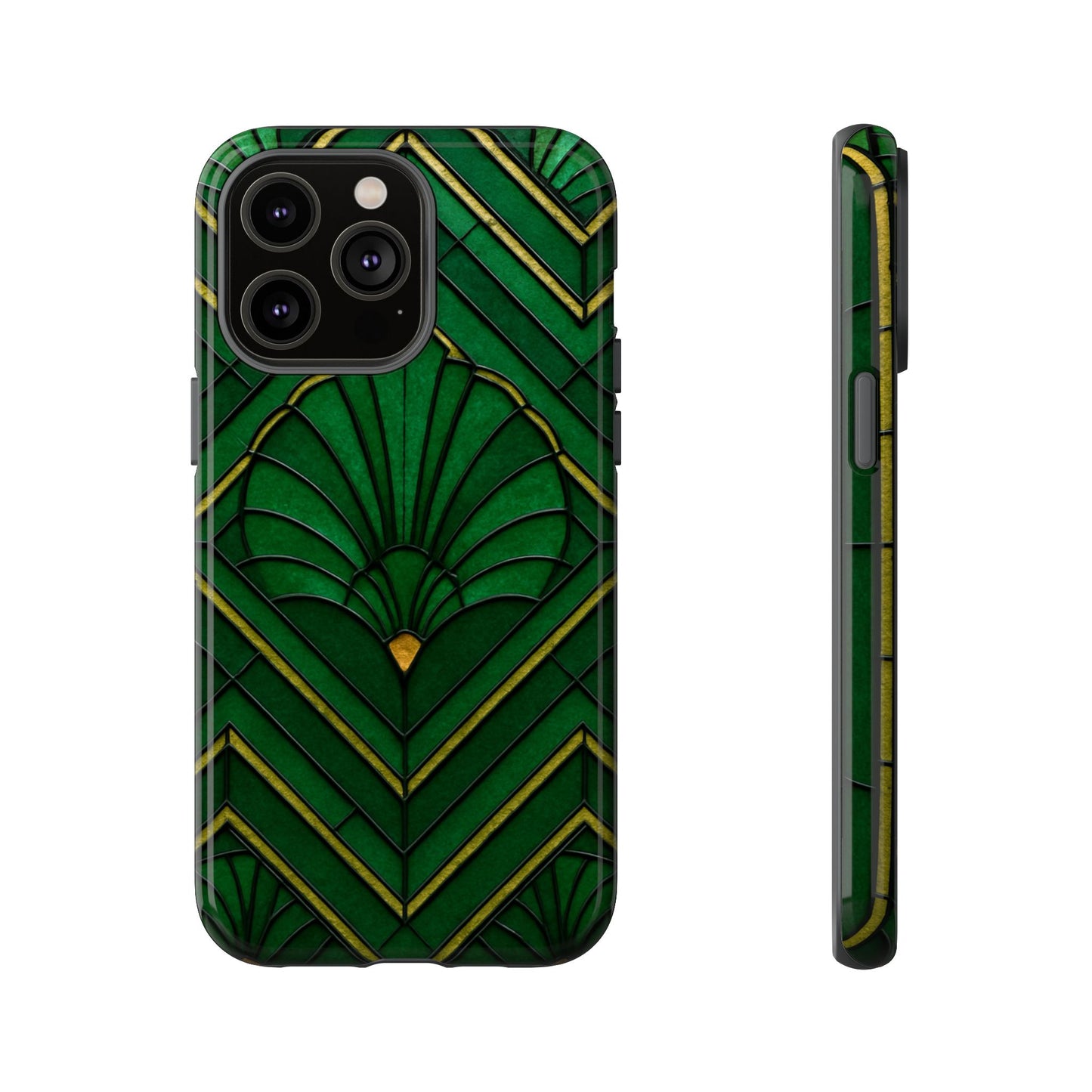 Green Art Deco Tough Phone Cases