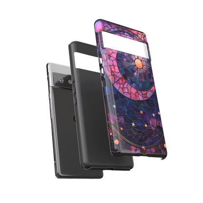 Pink Moon Tough Phone Cases in  Stained Glass Design