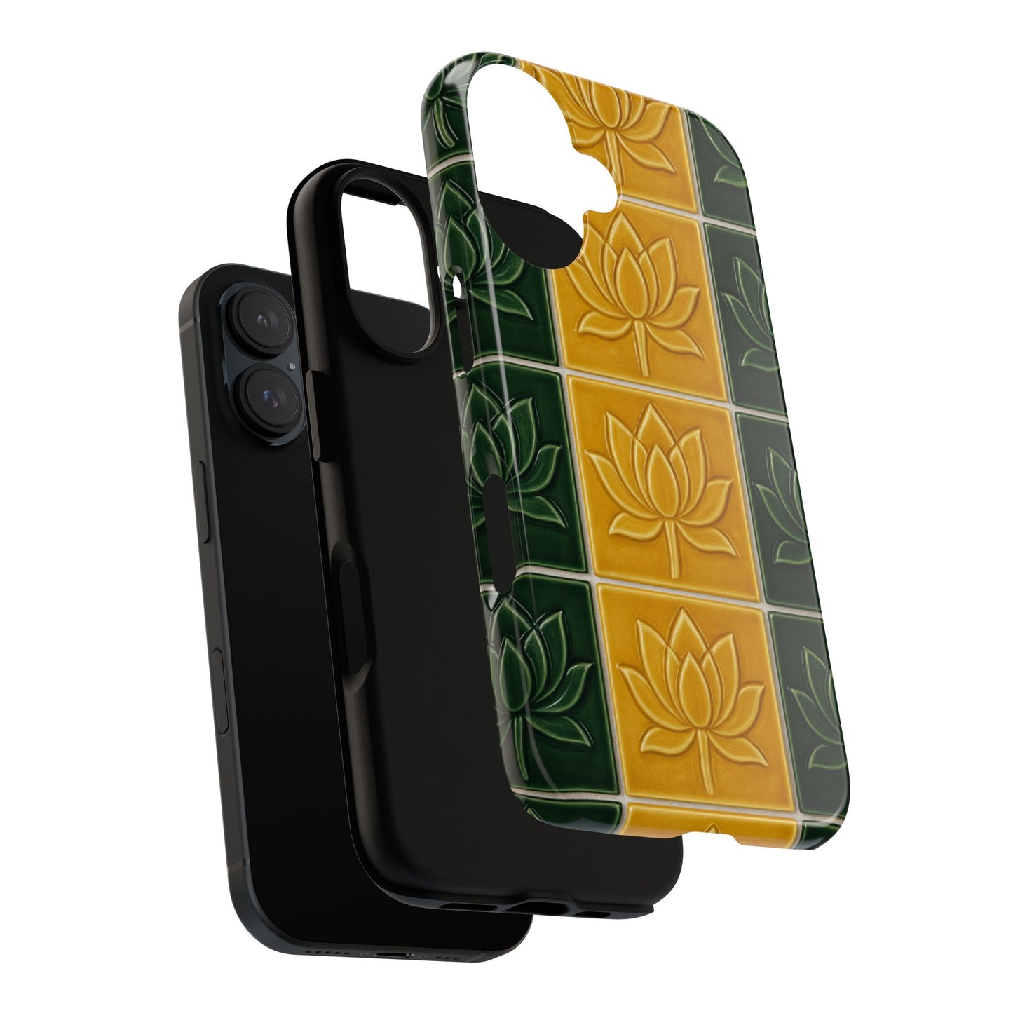 Tough Phone Cases - Mustard Yellow & Green Ceramic Tile From Caldas Da Rhaina, Portugal