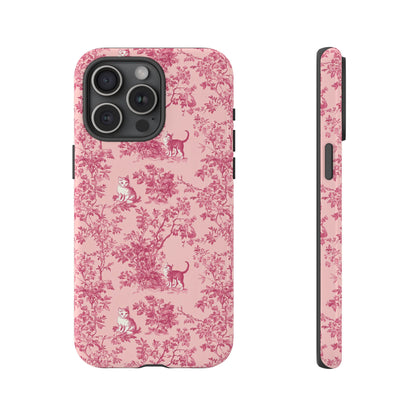 Tough Phone Cases - Cats in Pink Toile De Joyu Motif