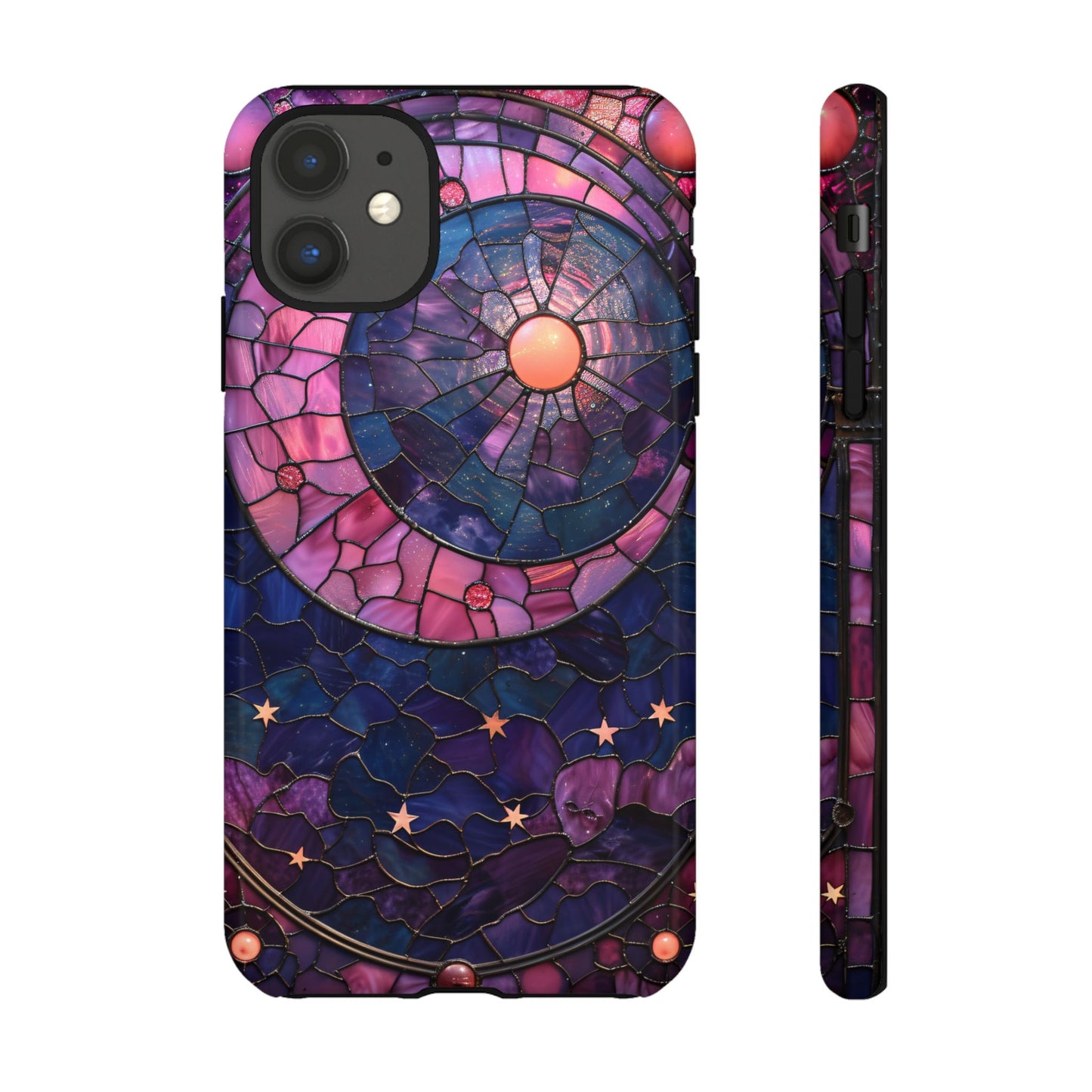 Pink Moon Tough Phone Cases in  Stained Glass Design