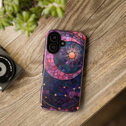 Pink Moon Tough Phone Cases in  Stained Glass Design