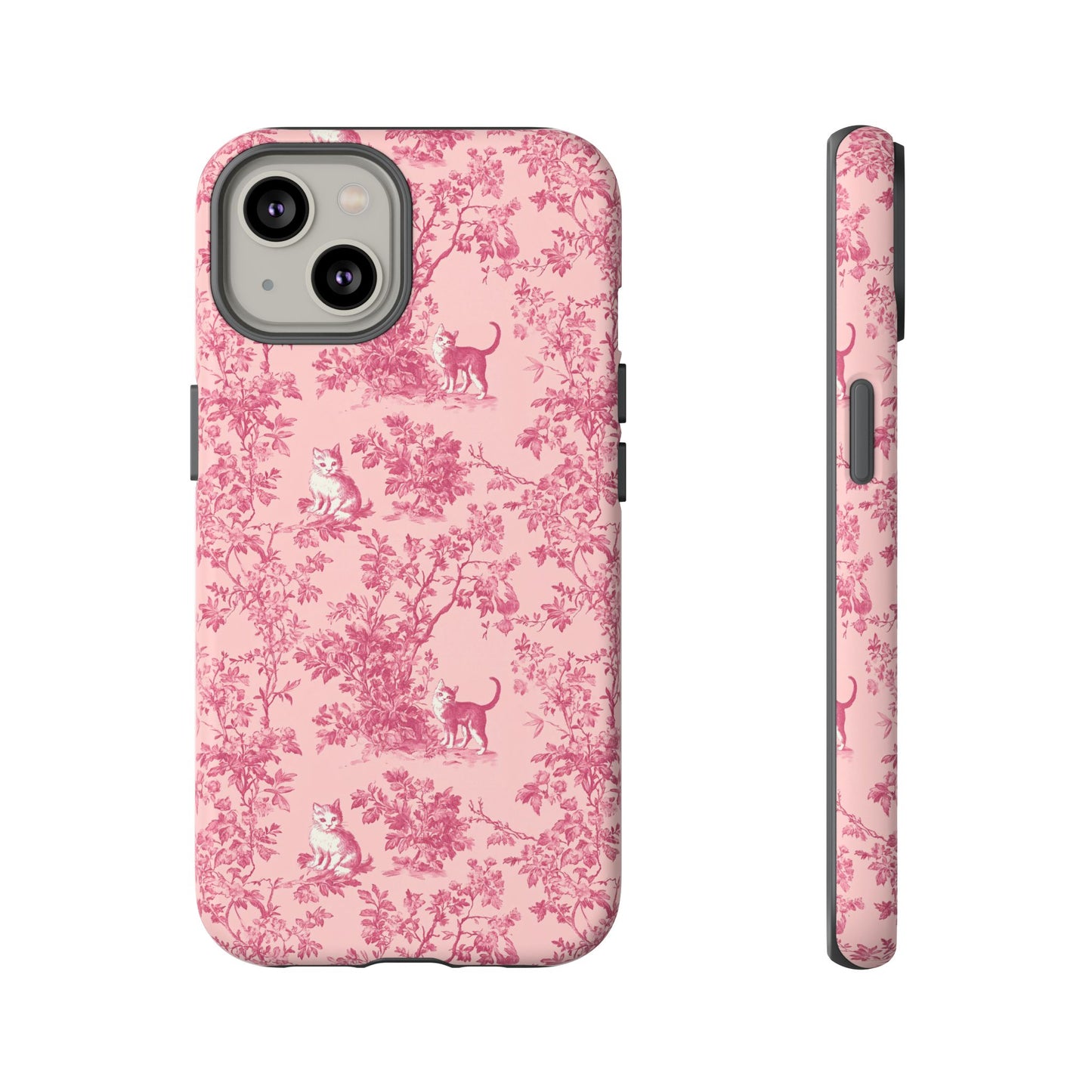 Tough Phone Cases - Cats in Pink Toile De Joyu Motif