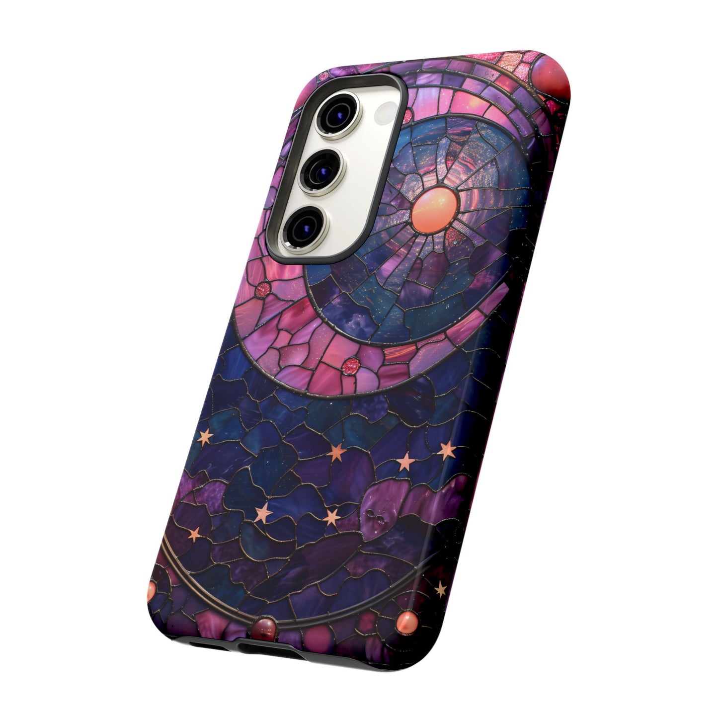 Pink Moon Tough Phone Cases in  Stained Glass Design