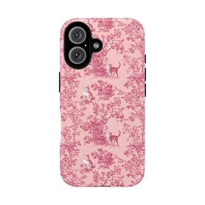 Tough Phone Cases - Cats in Pink Toile De Joyu Motif