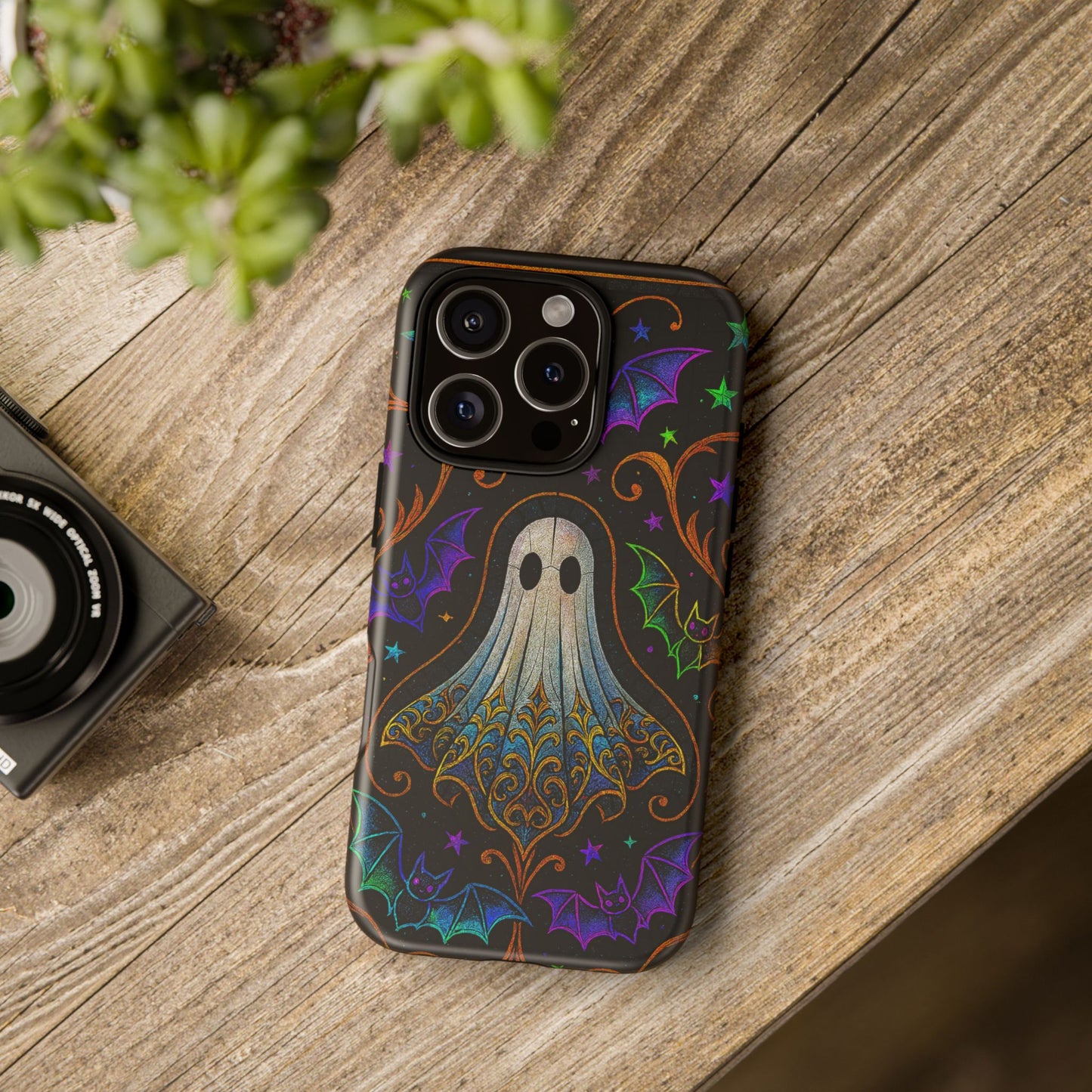 Spooky Cute Ghost Phone Cases - Adorable Neon Bats