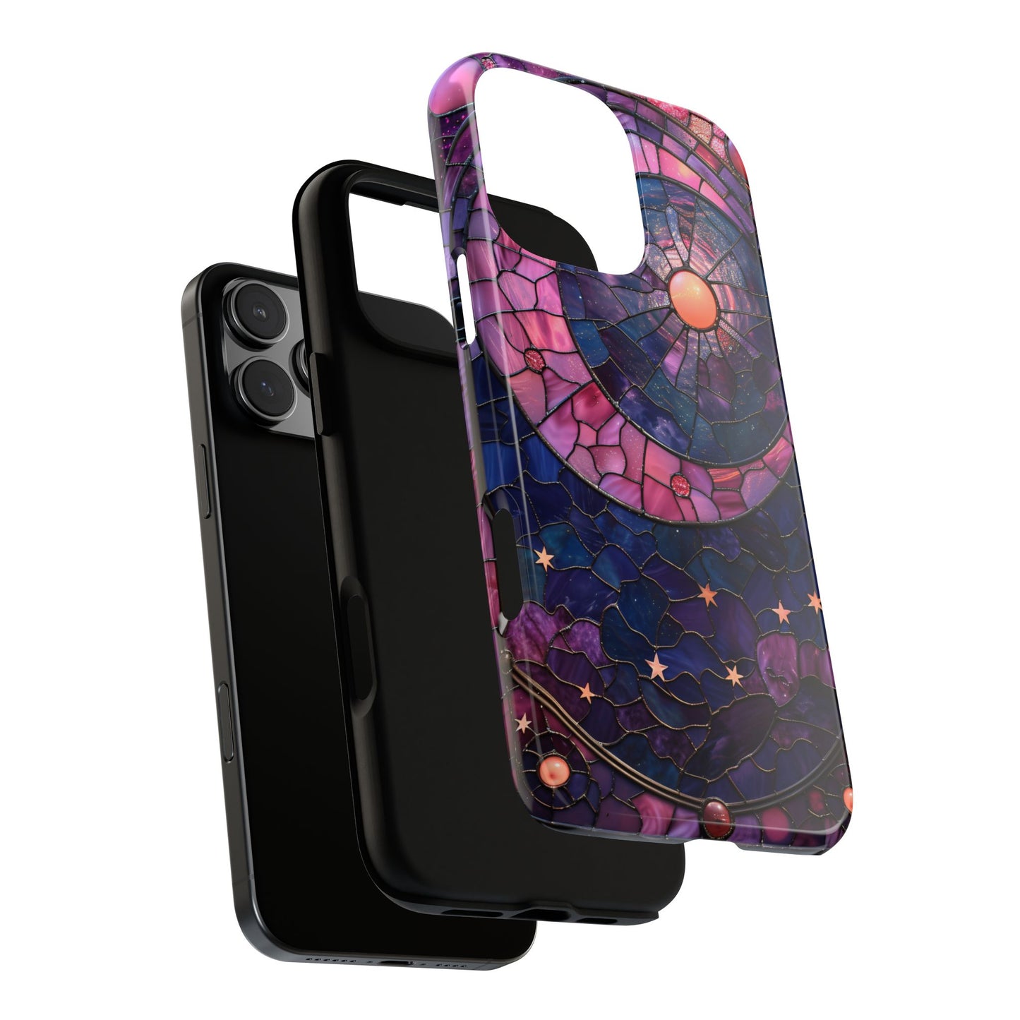 Pink Moon Tough Phone Cases in  Stained Glass Design
