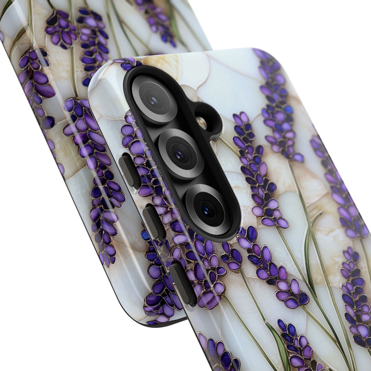 Floral Phone Case With Lavender in Stained Glass Motif