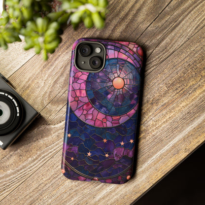 Pink Moon Tough Phone Cases in  Stained Glass Design