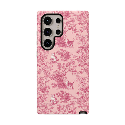 Tough Phone Cases - Cats in Pink Toile De Joyu Motif