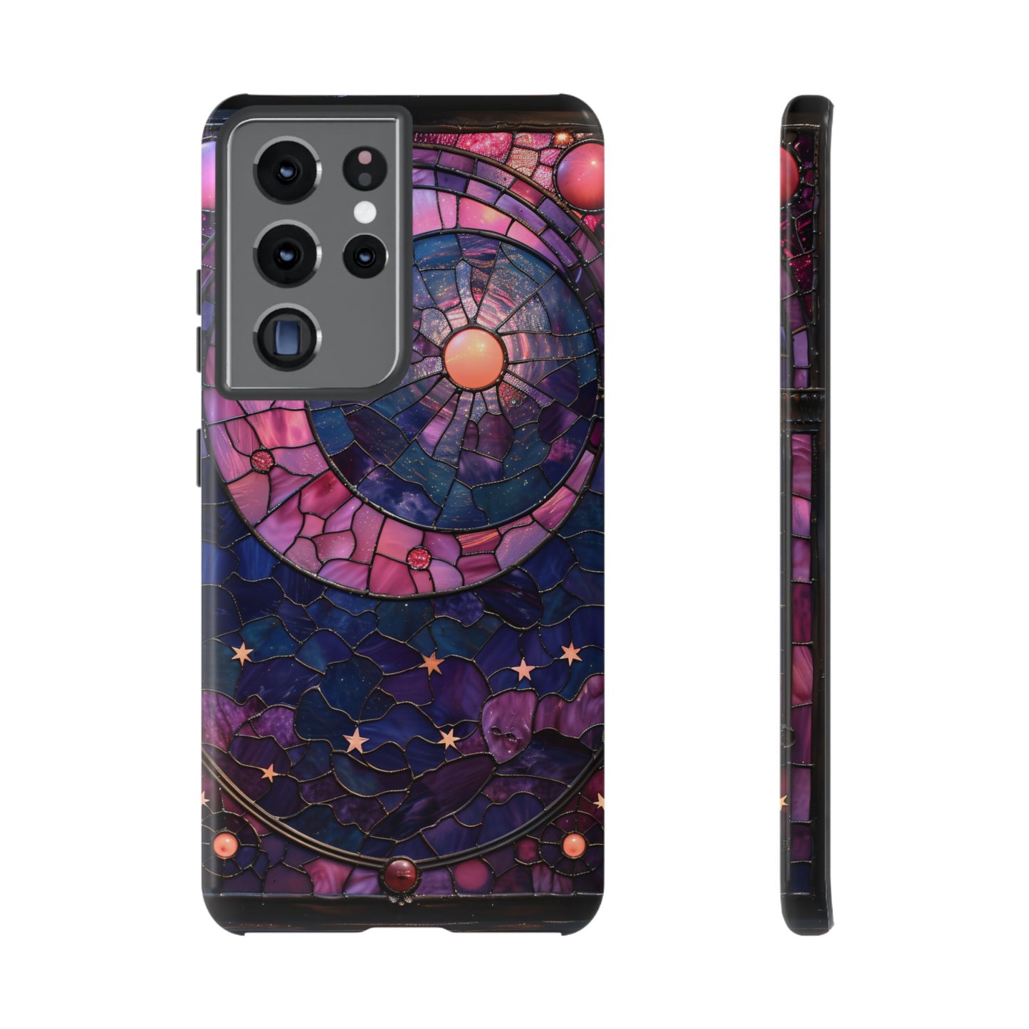 Pink Moon Tough Phone Cases in  Stained Glass Design