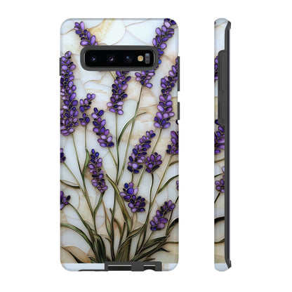 Floral Phone Case With Lavender in Stained Glass Motif