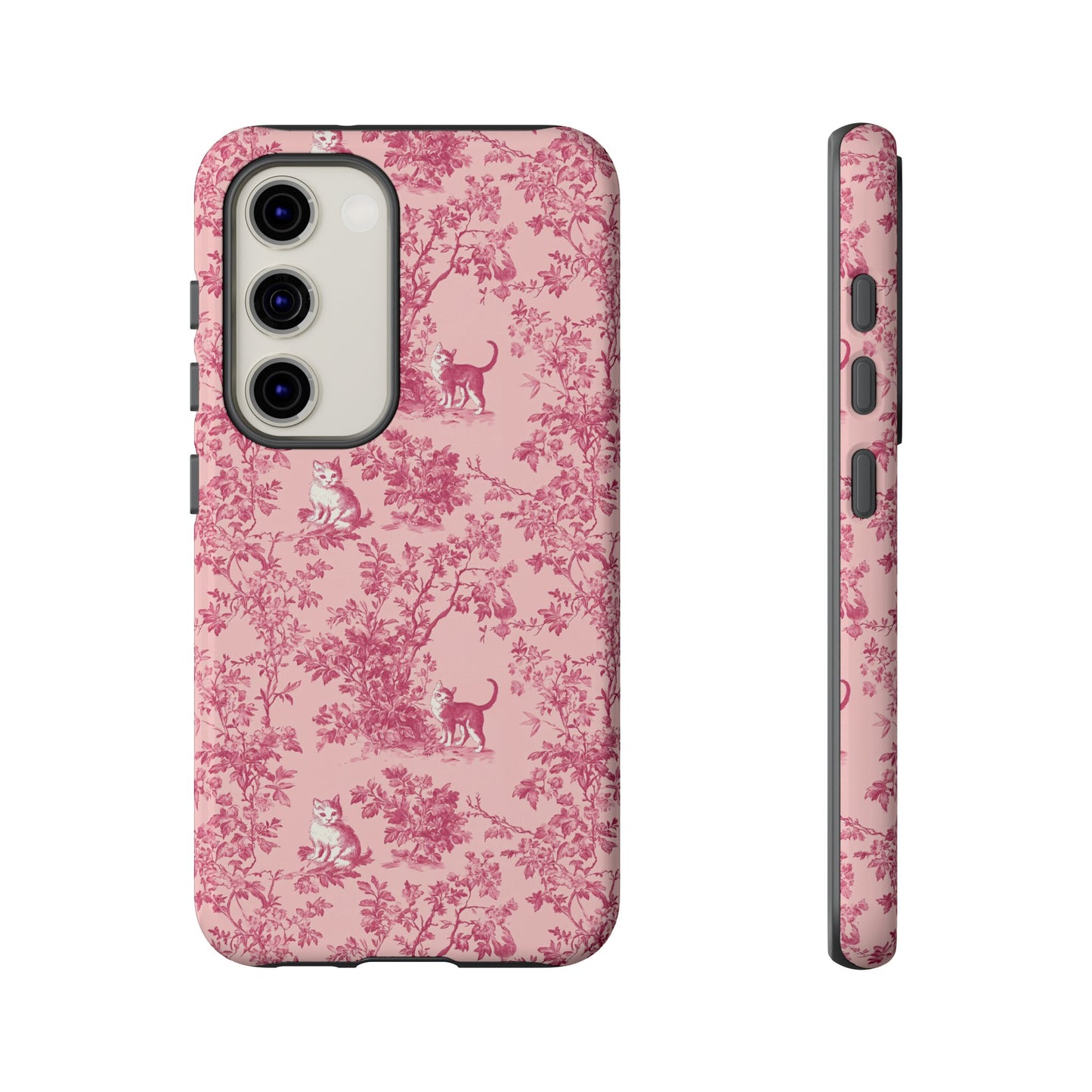 Tough Phone Cases - Cats in Pink Toile De Joyu Motif