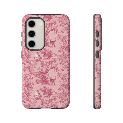 Tough Phone Cases - Cats in Pink Toile De Joyu Motif