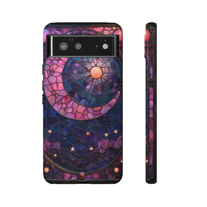 Pink Moon Tough Phone Cases in  Stained Glass Design