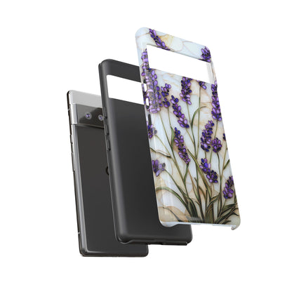 Floral Phone Case With Lavender in Stained Glass Motif